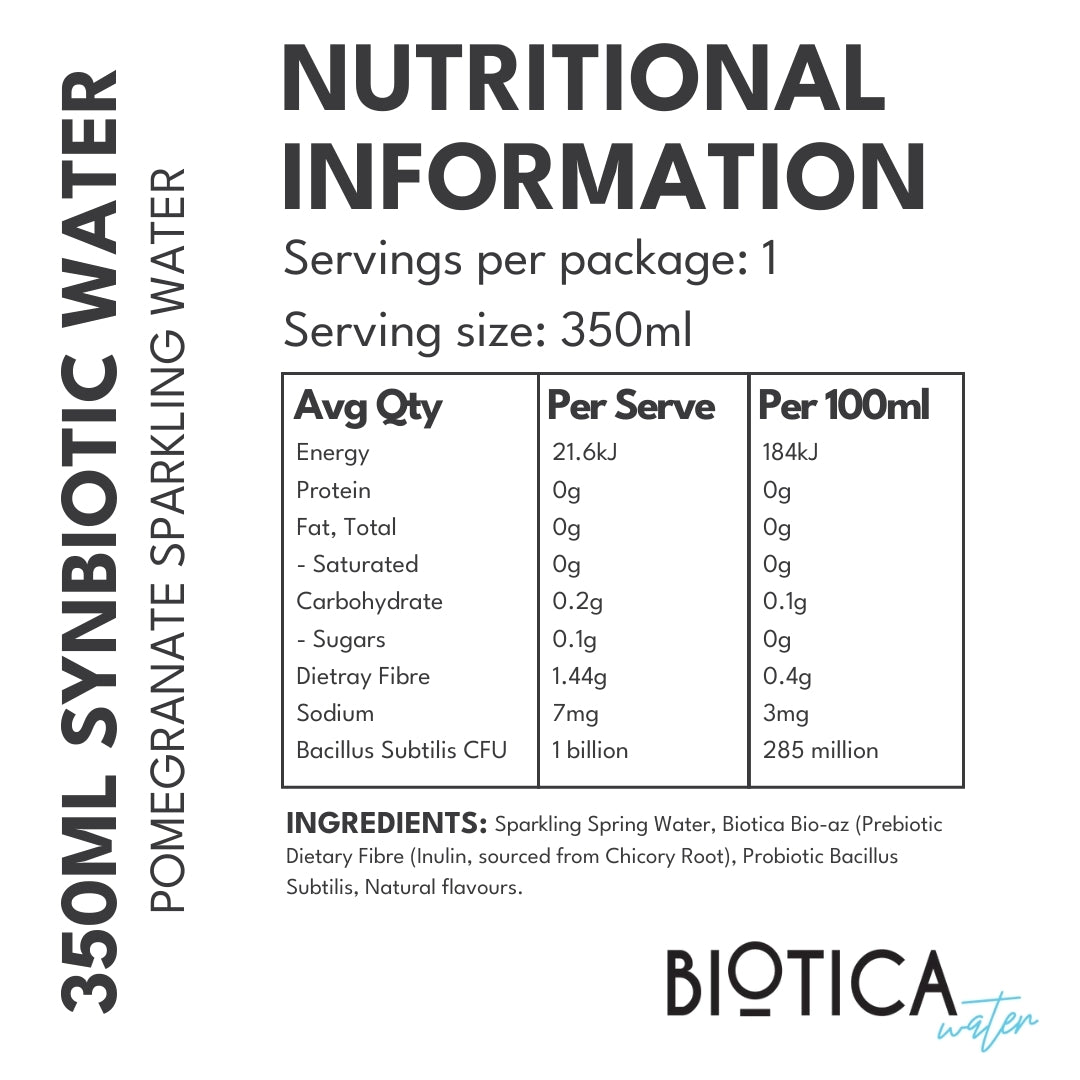 Biotica Infused Synbiotic Sparkling Water Pomegranate - 12 x 350ml