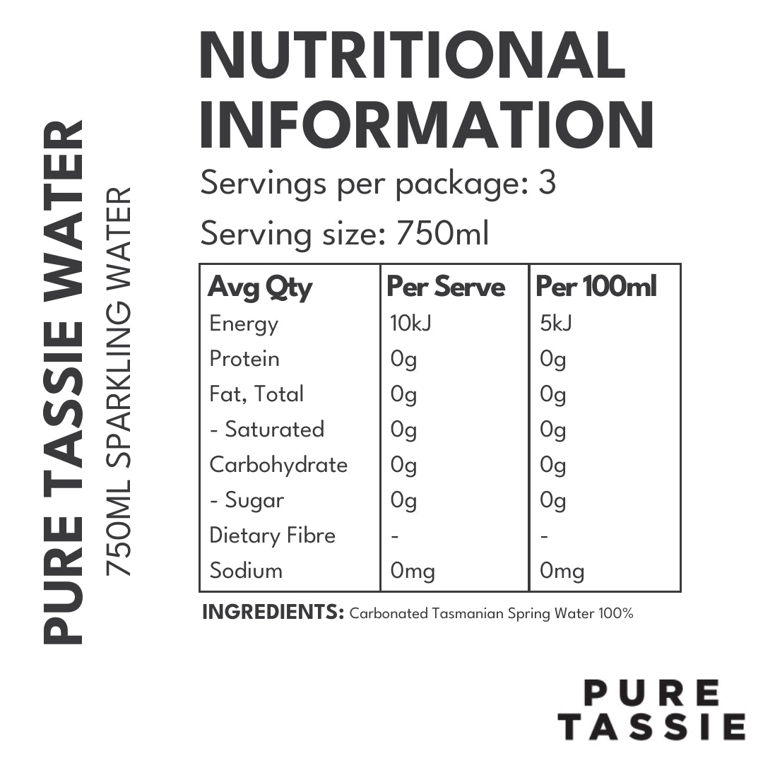 Pure Tassie Sparkling Mineral Water - 8 x 750ml
