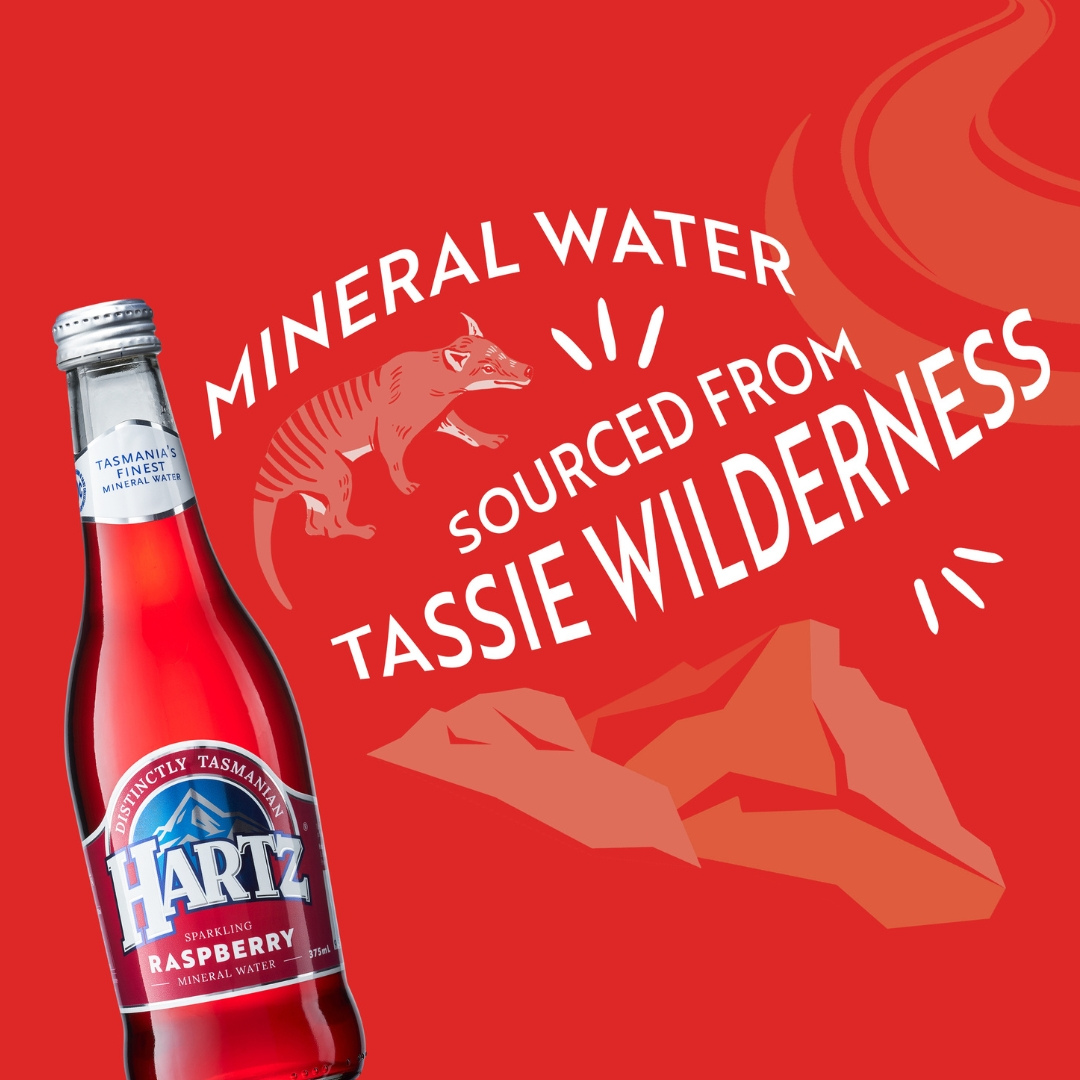 Sparkling Raspberry Hartz Hartz Sparkling Mineral Water Raspberry - 12 x 375ml – Tasmanian Drinks ...