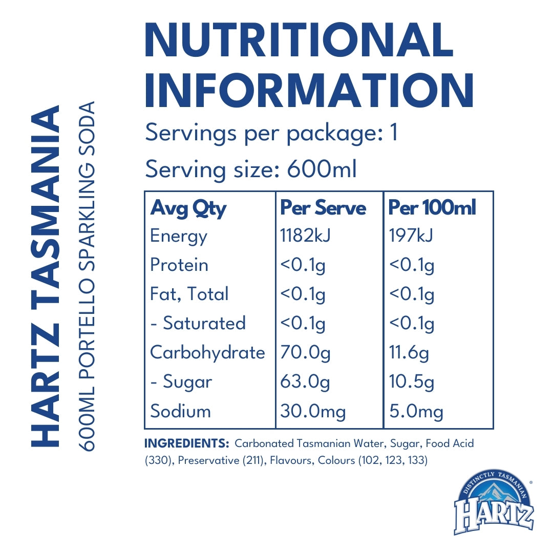 Hartz Carbonated Soft Drink Portello - 12 x 600ml