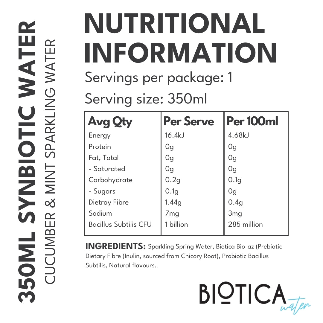 Biotica Infused Synbiotic Sparkling Water Cucumber & Mint - 12 x 350ml