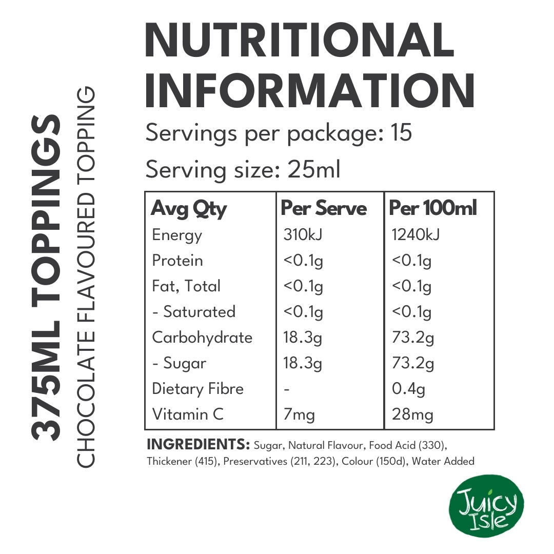 Juicy Isle Dessert Toppings Chocolate - 12 x 375ml