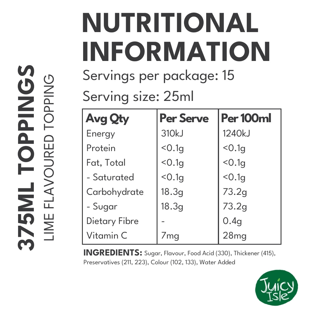 Juicy Isle Dessert Toppings Lime - 12 x 375ml